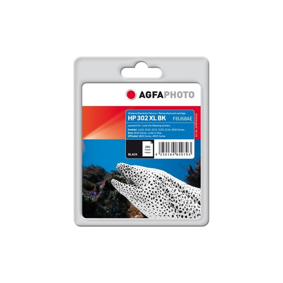Agfaphoto aphp302xlb tinta hp 302xl f6u68ae negro