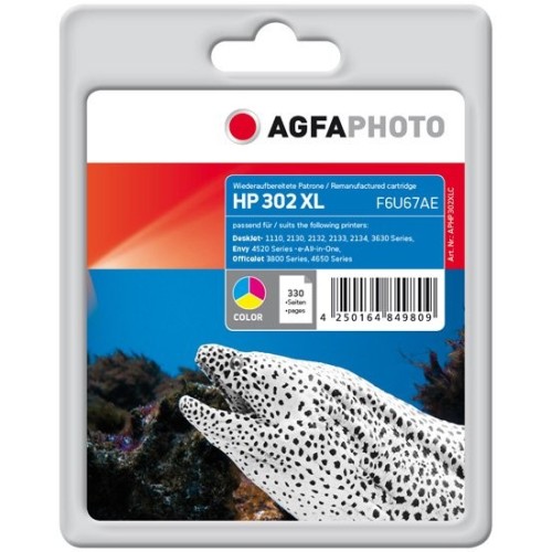 Agfaphoto aphp302xlc tinta reemplaza hp 302xl f6u67ae color