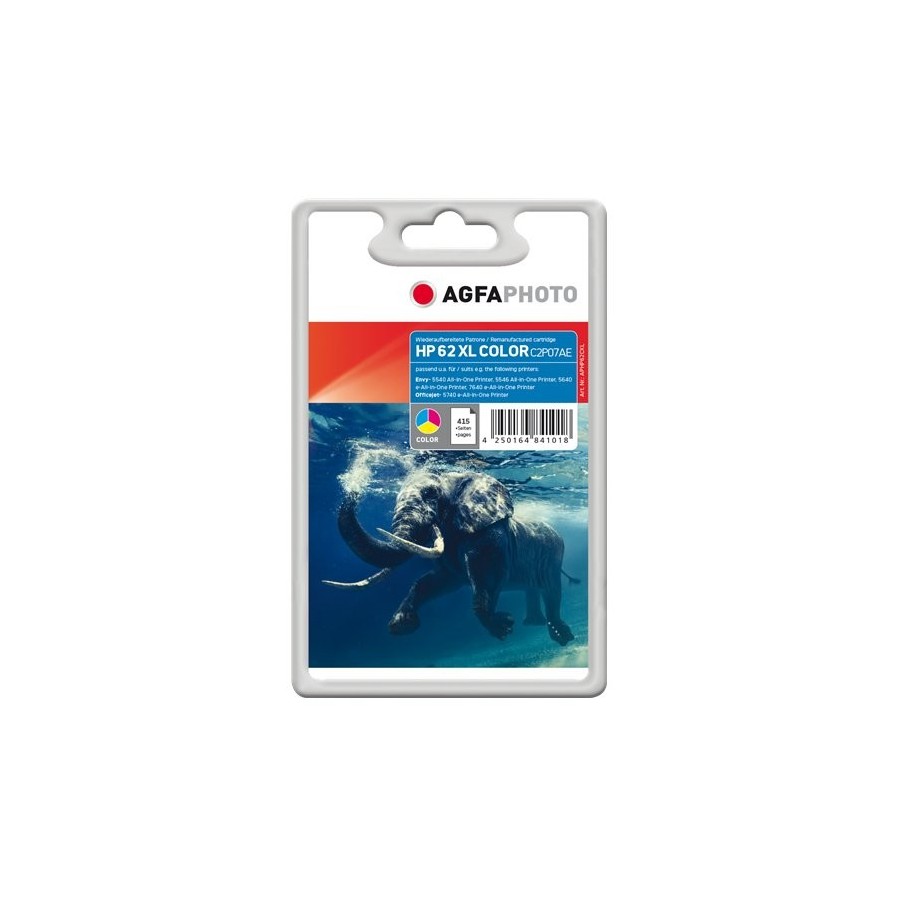 Agfaphoto aphp62cxl tinta reemplaza hp 62xl color c2p07ae