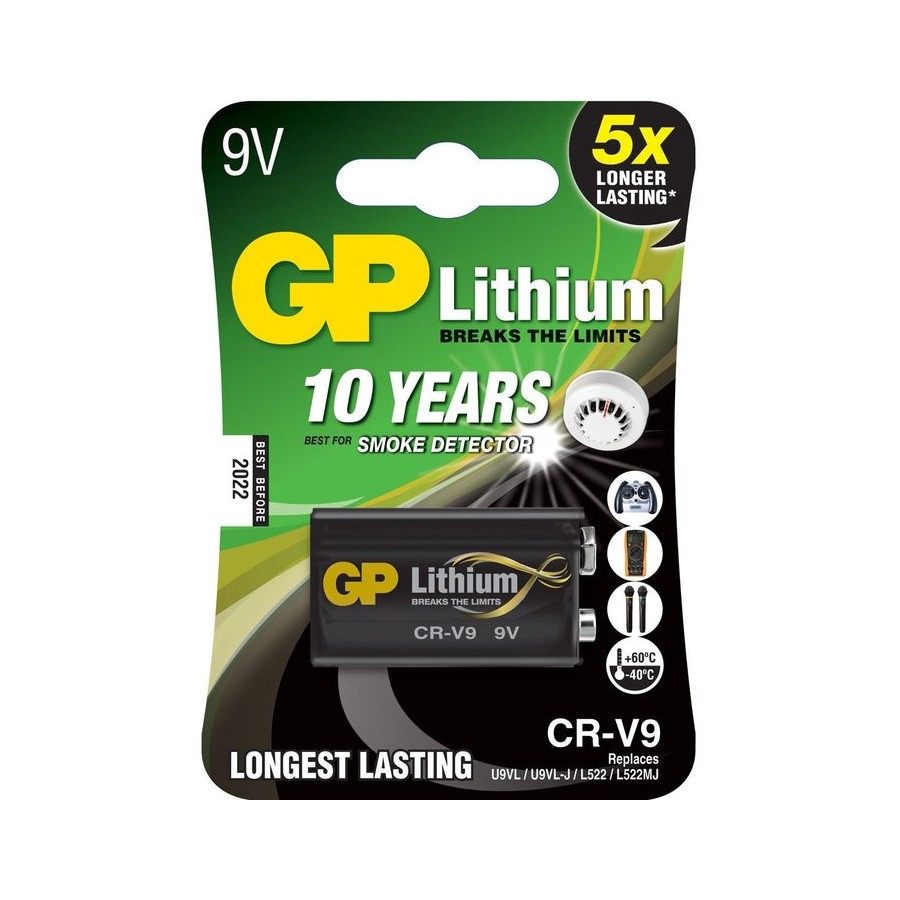 Gp batteries lithium cr-v9 batería de un solo uso 9v litio