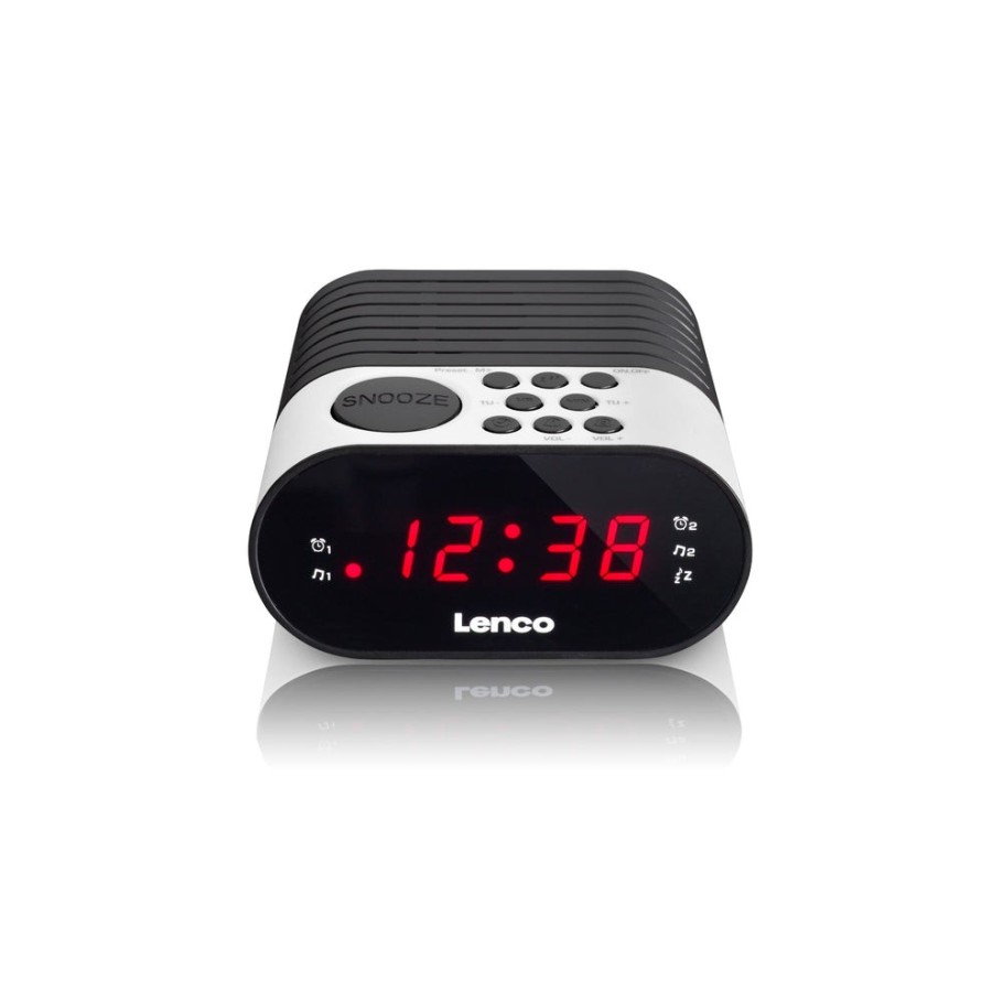 Lenco cr-07 radio reloj negro, blanco