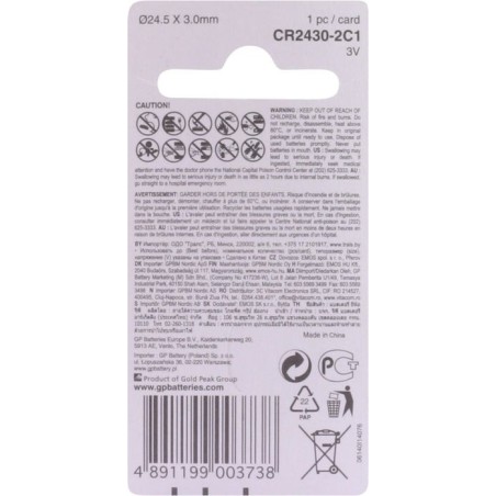 Energizer 3v coin cell para apple powerbook 100 cr2430-cf