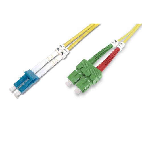 Cable digitus fibra óptica lwl duplex sc to lc os2 3m yellow, singlemode, lszh