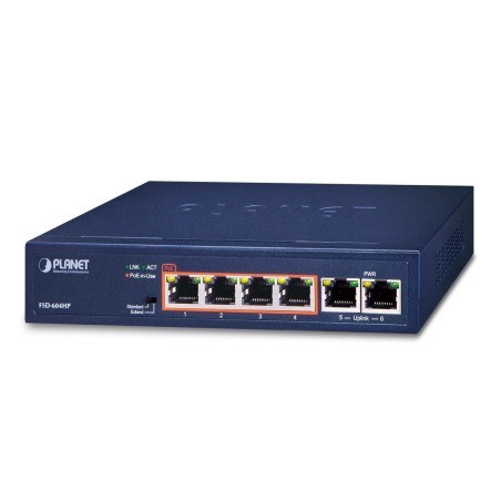 Planet 4-port 10/100tx 802.3at poe + no administrado fast ethernet [10/100] energía sobre ethernet [poe] azul