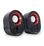 Equip altavoces 2.0 mini  6w rms color negro y rojo jack 3.5  control de volumen alimetancion usb