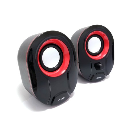 Equip altavoces 2.0 mini  6w rms color negro y rojo jack 3.5  control de volumen alimetancion usb