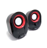 Equip altavoces 2.0 mini  6w rms color negro y rojo jack 3.5  control de volumen alimetancion usb