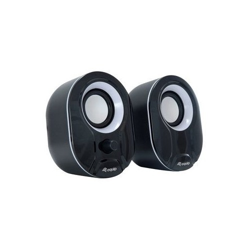 Equip altavoces 2.0 mini  6w rms color negro y blanco jack 3.5  control de volumen alimetancion usb