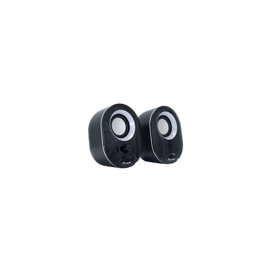 Equip altavoces 2.0 mini  6w rms color negro y blanco jack 3.5  control de volumen alimetancion usb