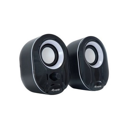 Equip altavoces 2.0 mini  6w rms color negro y blanco jack 3.5  control de volumen alimetancion usb