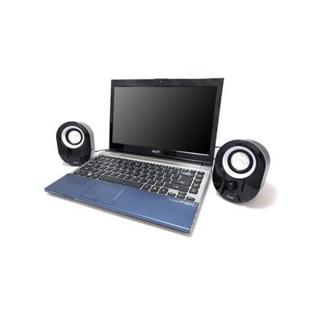 Equip altavoces 2.0 mini  6w rms color negro y blanco jack 3.5  control de volumen alimetancion usb
