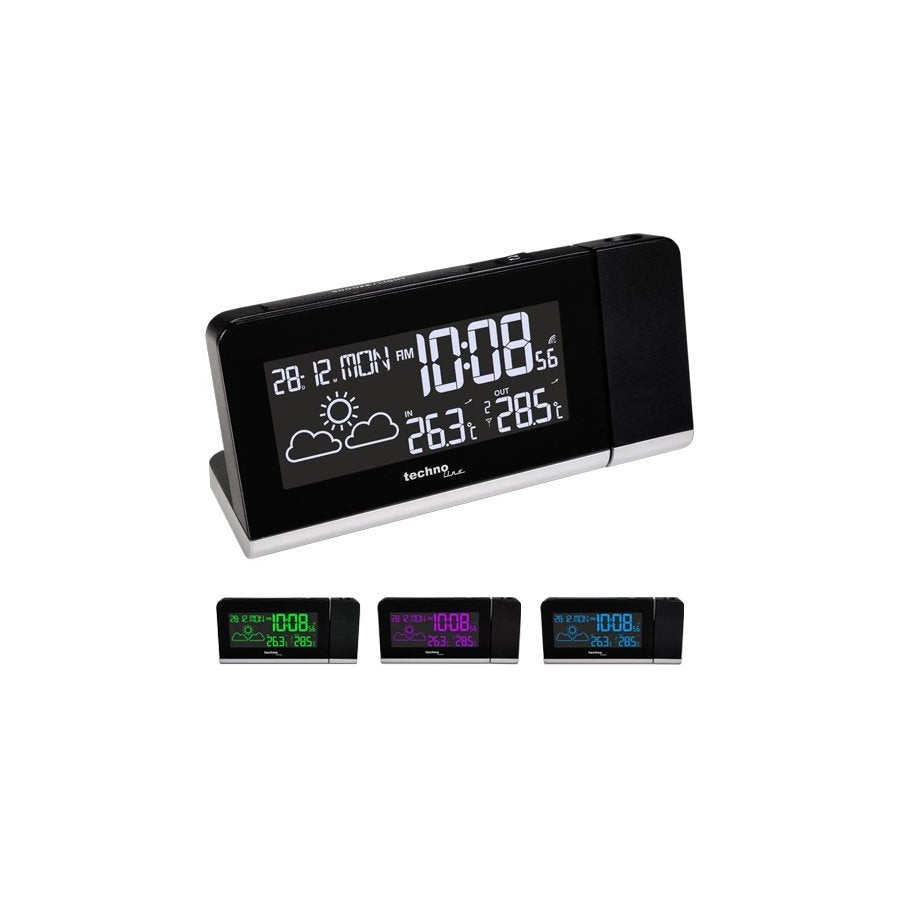 Technoline wt 539 reloj de repisa o sobre mesa reloj de sobremesa digital negro rectangular