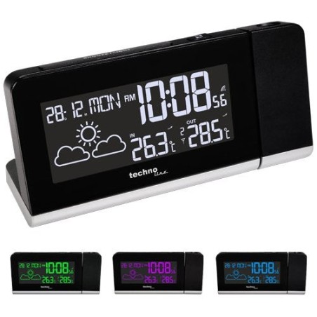 Technoline wt 539 reloj de repisa o sobre mesa reloj de sobremesa digital negro rectangular