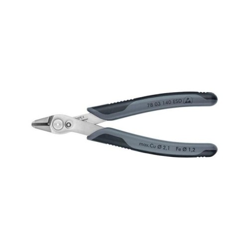 Knipex electronic-super-knips 7803140 esd, alicates para electrónica grises, con resorte de apertura 78 03 140 esd