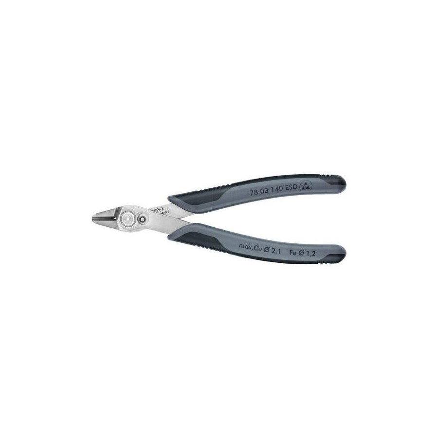Knipex electronic-super-knips 7803140 esd, alicates para electrónica grises, con resorte de apertura 78 03 140 esd
