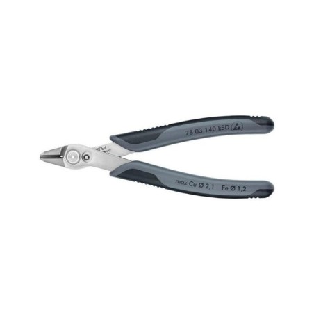 Knipex electronic-super-knips 7803140 esd, alicates para electrónica grises, con resorte de apertura 78 03 140 esd