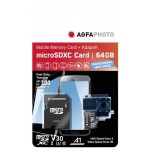 Agfaphoto microsdxc uhs-i 64 gb de alta velocidad c10 u3 v30 + adap