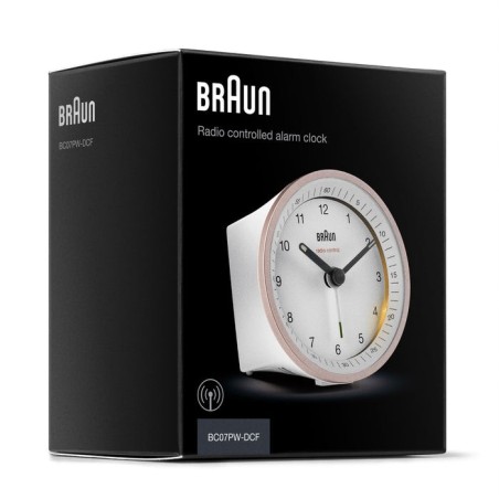 Braun bc07 reloj despertador analógico rosa, blanco