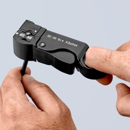 Pelador cables coaxiales knipex 16 60 05 sb, herramienta para pelar/desmontar (tres cuchillos incorporados)
