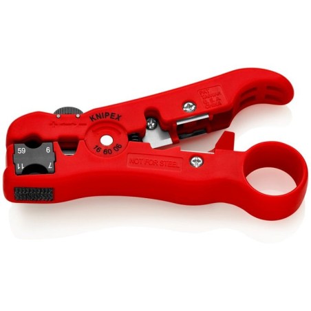 Herramienta de pelado knipex para cables coaxiales y de datos de 125 mm, paquete de autoservicio
