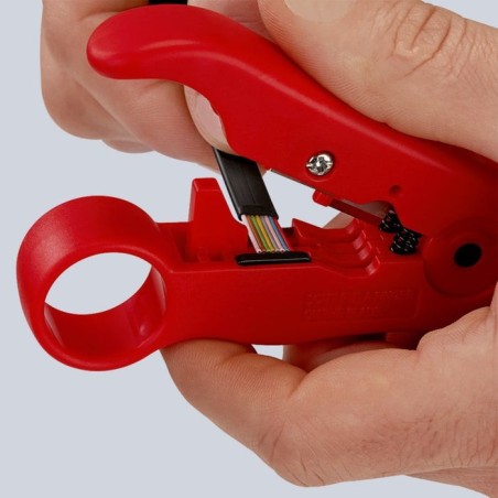 Herramienta de pelado knipex para cables coaxiales y de datos de 125 mm, paquete de autoservicio