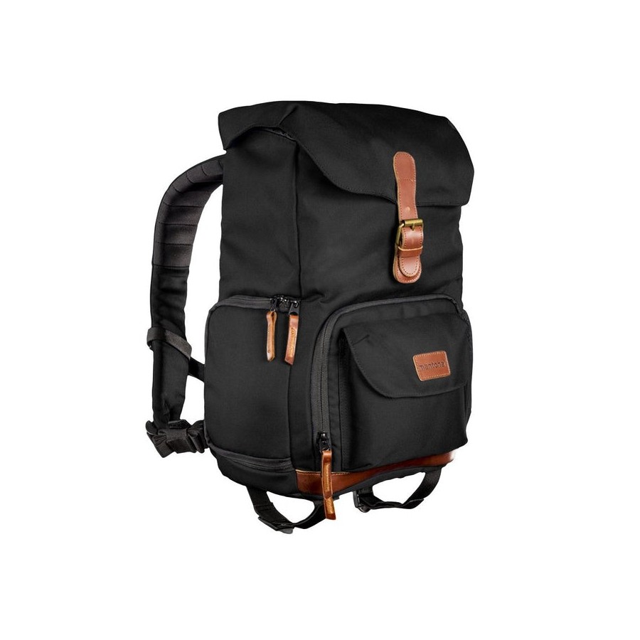 Mantona luis junior mochila cuero, metal, poliéster, sintético negro, marrón