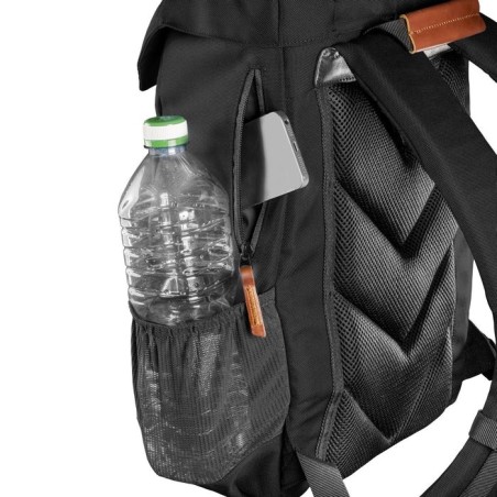 Mantona luis junior mochila cuero, metal, poliéster, sintético negro, marrón