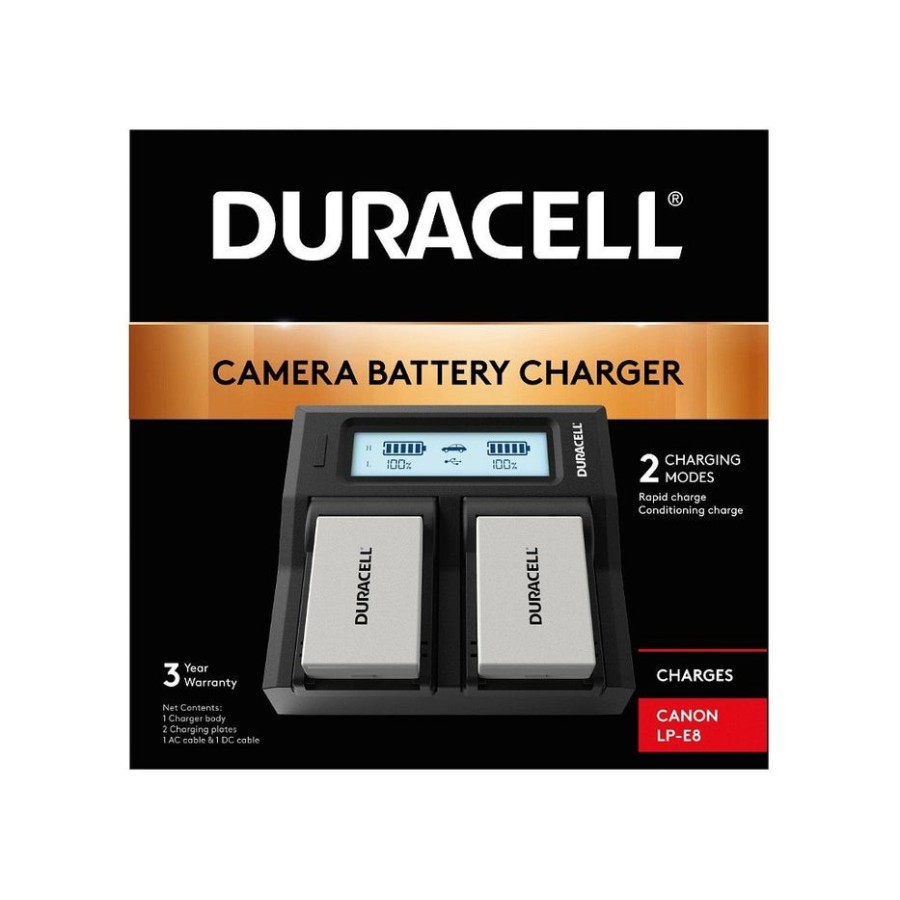 Duracell duracell led dual dslr batería charger para for canon lp-e8 drc6104