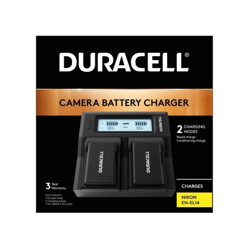 Duracell duracell led dual dslr batería charger para for nikon en-el14 drn6112
