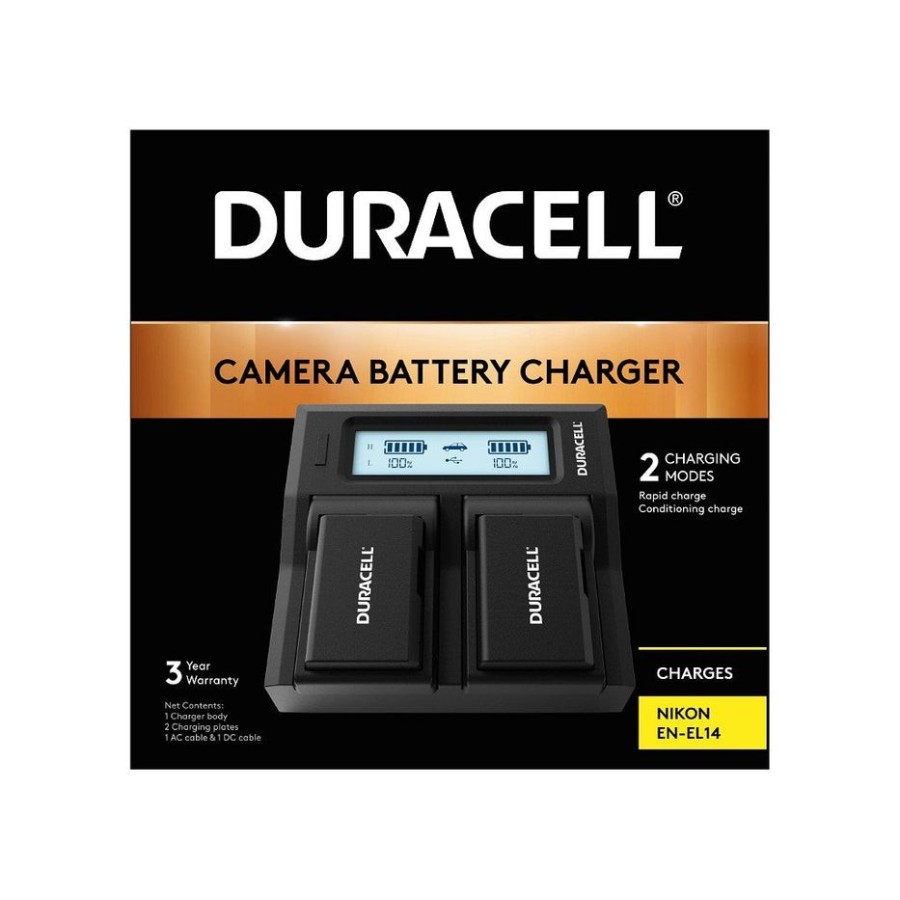 Duracell duracell led dual dslr batería charger para for nikon en-el14 drn6112