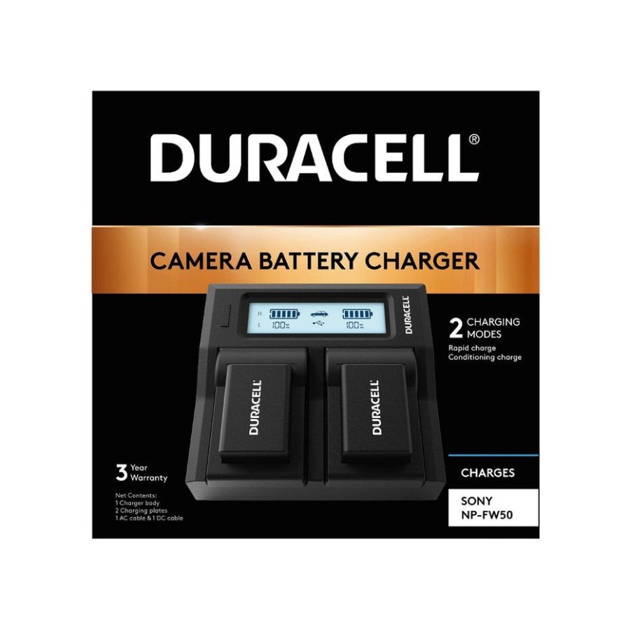 Duracell duracell led dual dslr batería charger para for sony np-fw50 drs6120