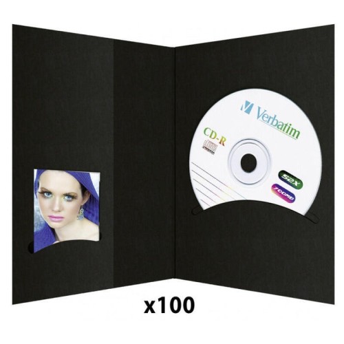 100 carpetas daiber con archivador de cd, 10x15, negro