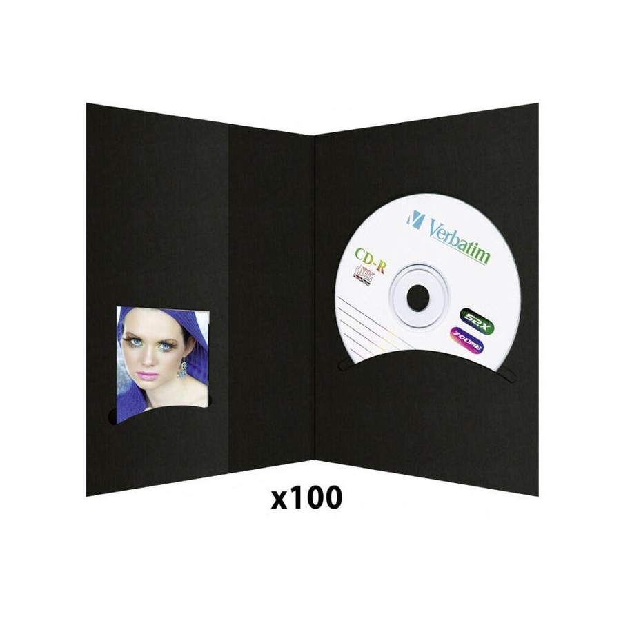 100 carpetas daiber con archivador de cd, 10x15, negro