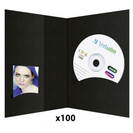 100 carpetas daiber con archivador de cd, 10x15, negro