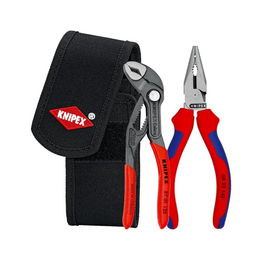 Juego de mini alicates knipex, en bolsa de cinturón, juego de alicates rojo/negro, 2 piezas 00 20 72 v06