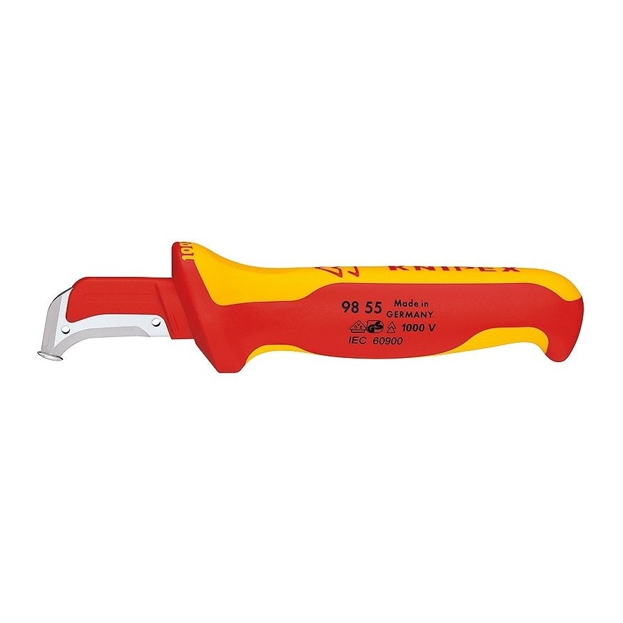 Knipex 98 55 cúter cuchillo de hoja fija metálico, rojo, amarillo