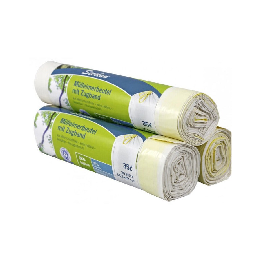 Secolan bolsa de basura con autocierre 35l blanco rollo 20u.