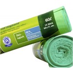 Secolan bolsa de basura con autocierre 60l verde rollo 15u