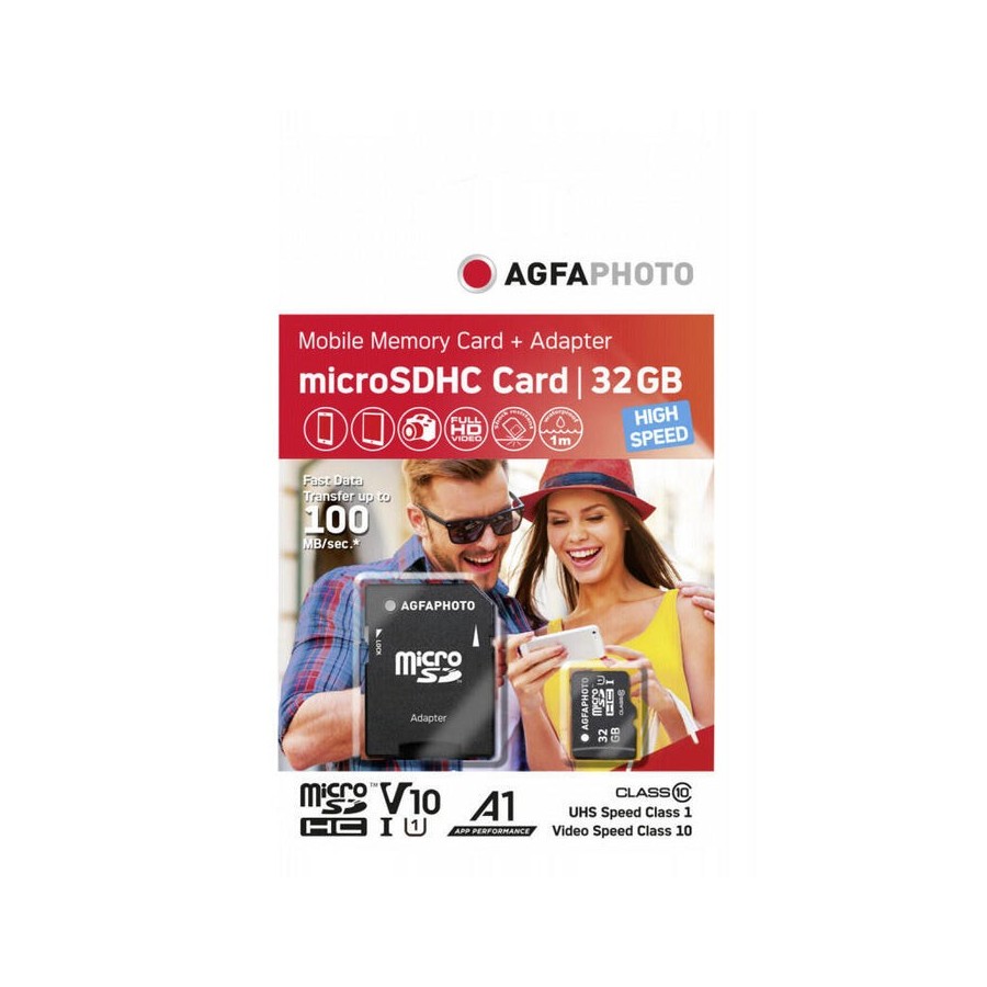 Agfaphoto microsdhc uhs-i 32gb high speed class 10 u1 + adapter