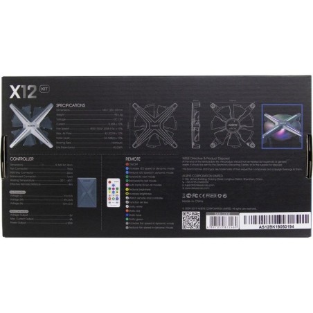 Inter-tech alseye x12 kit carcasa del ordenador ventilador 12 cm gris