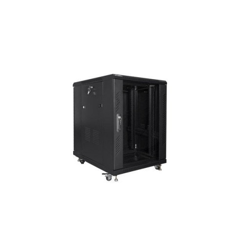 Armario rack lanberg ff01-6815-12b (15u, 19'', 848mm / 600mm / 800 mm, standing, glass, 800 kg, black color)
