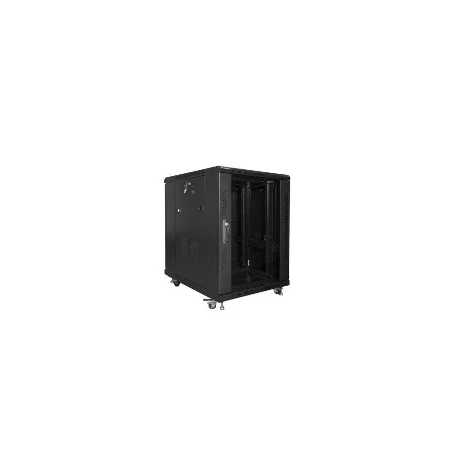 Armario rack lanberg ff01-6815-12b (15u, 19'', 848mm / 600mm / 800 mm, standing, glass, 800 kg, black color)