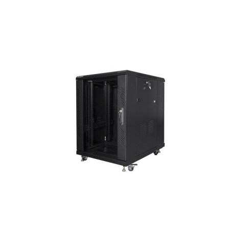 Armario rack lanberg ff01-6815-12b (15u, 19'', 848mm / 600mm / 800 mm, standing, glass, 800 kg, black color)