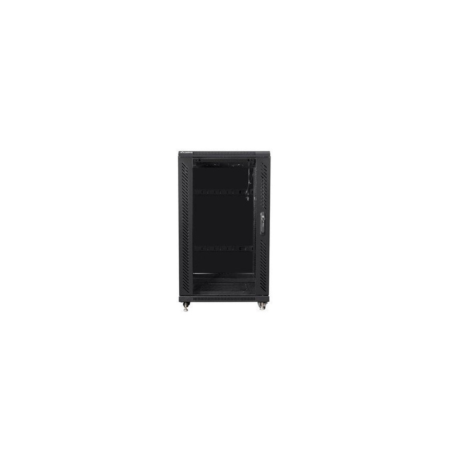 Armario rack lanberg ff01-6622-12b (22u, 19'', 1160 mm / 600mm / 600 mm, standing, glass, 800 kg, black color)