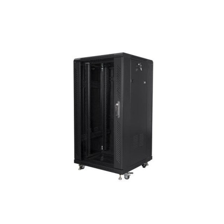 Armario rack lanberg ff01-6622-12b (22u, 19'', 1160 mm / 600mm / 600 mm, standing, glass, 800 kg, black color)