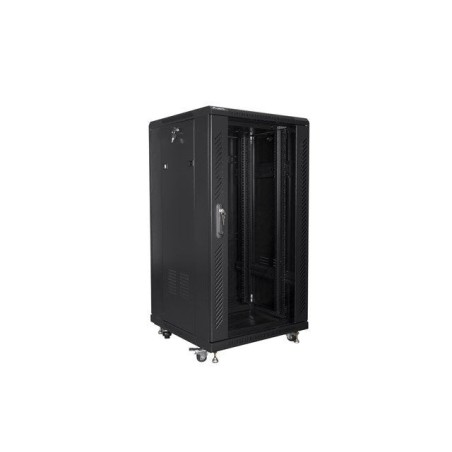 Armario rack lanberg ff01-6622-12b (22u, 19'', 1160 mm / 600mm / 600 mm, standing, glass, 800 kg, black color)