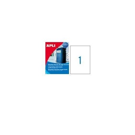 Apli etiquetas adhesivas 210x297mm láser c/rectos 1 x 20h poliéster blanco