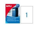 Apli etiquetas adhesivas 210x297mm láser c/rectos 1 x 20h poliéster blanco