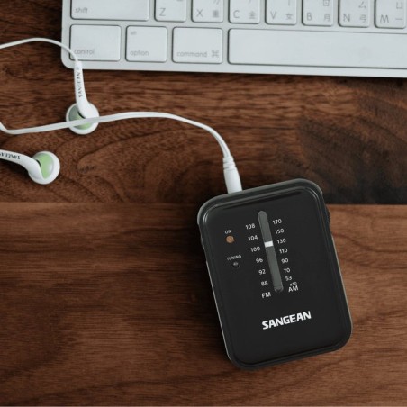 Sangean sr-32 negro radio de bolsillo fm/am altavoz integrado jack y correa