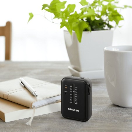 Sangean sr-32 negro radio de bolsillo fm/am altavoz integrado jack y correa